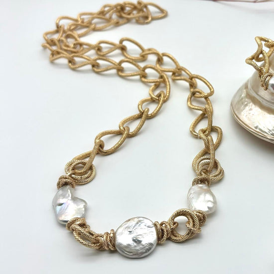 GOLD CHAIN  –  PEARL – NECKLACE