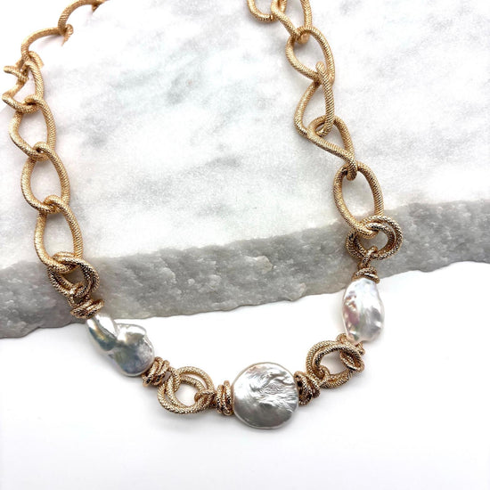 GOLD CHAIN  –  PEARL – NECKLACE