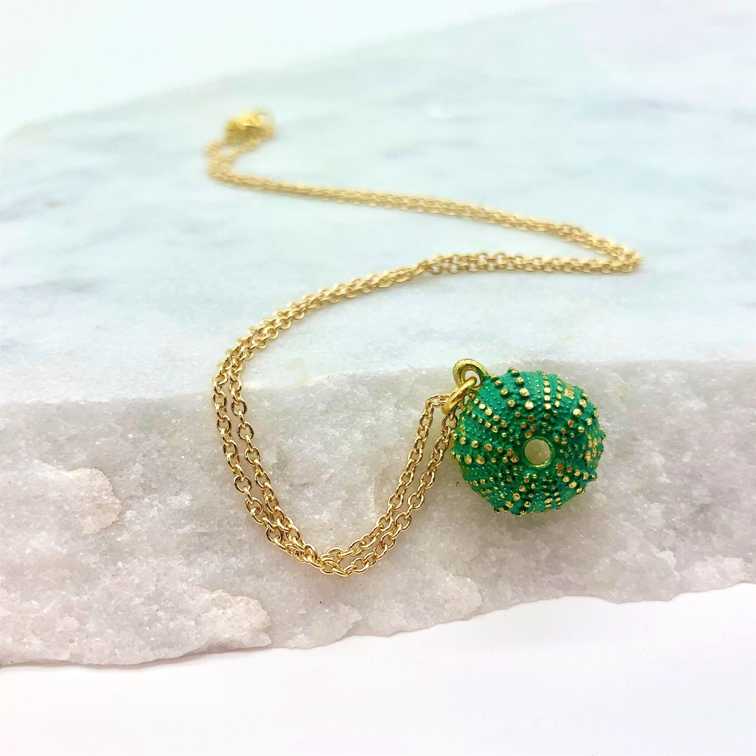 PETITE SEA URCHIN – GREEN - PENDANT Necklace Sue&