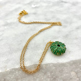 PETITE SEA URCHIN – GREEN - PENDANT Necklace Sue&