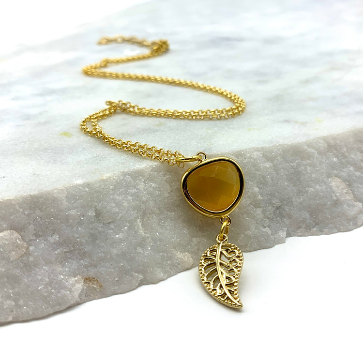DAINTY LEAF – MUSTARD – NECKLACE Necklace Sue&