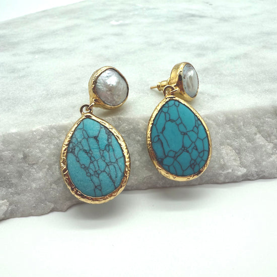 SOLMARE - TURQUOISE - FRESHWATER PEARL – EARRINGS