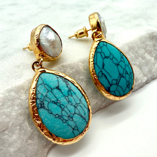 SOLMARE - TURQUOISE - FRESHWATER PEARL – EARRINGS