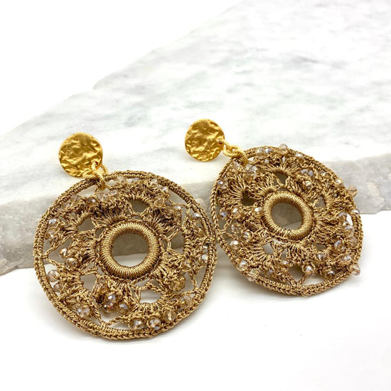 CROCHET FLORAL – GOLD – EARRINGS