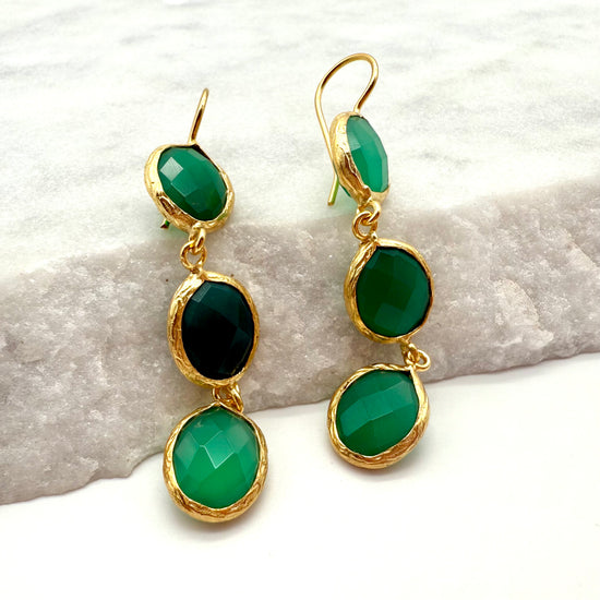 COLOUR GLAM – GREEN AGATE – EARRINGS