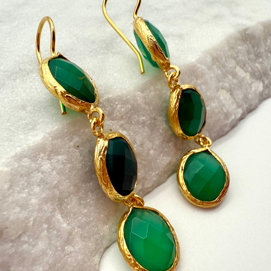 COLOUR GLAM – GREEN AGATE – EARRINGS