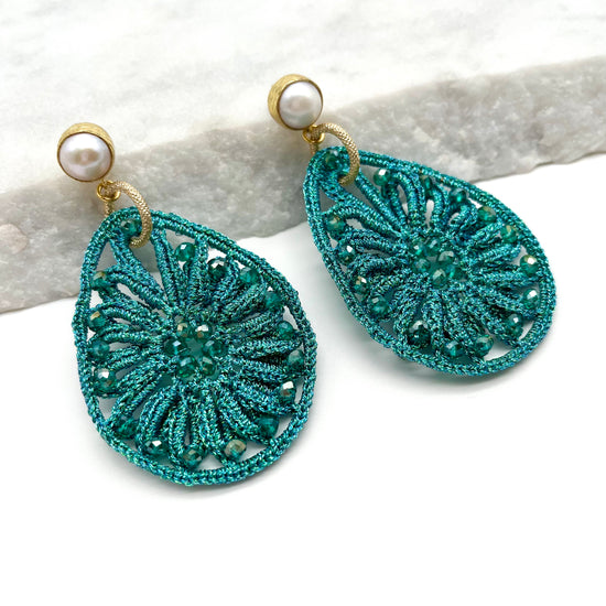 CROCHET DROP – EMERALD – EARRINGS