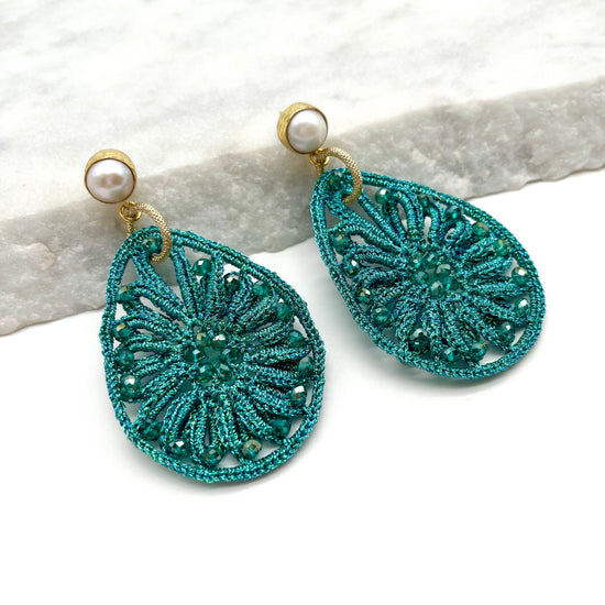 CROCHET DROP – EMERALD – EARRINGS