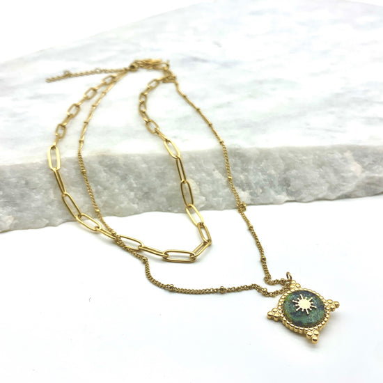 MYSTIC SUN - TURQUOISE - LAYERED NECKLACE
