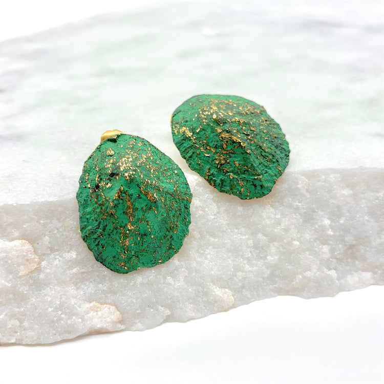 LIMPET LOVE – GREEN - STUDS Earrings Sue&