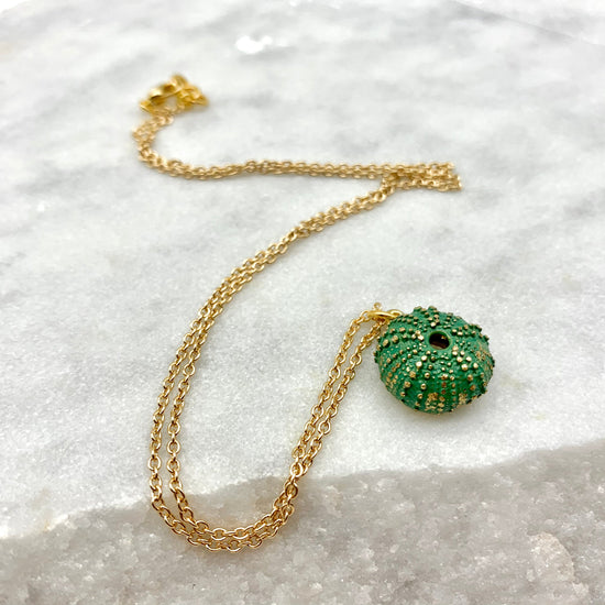 PETITE SEA URCHIN – GREEN - PENDANT Necklace Sue&