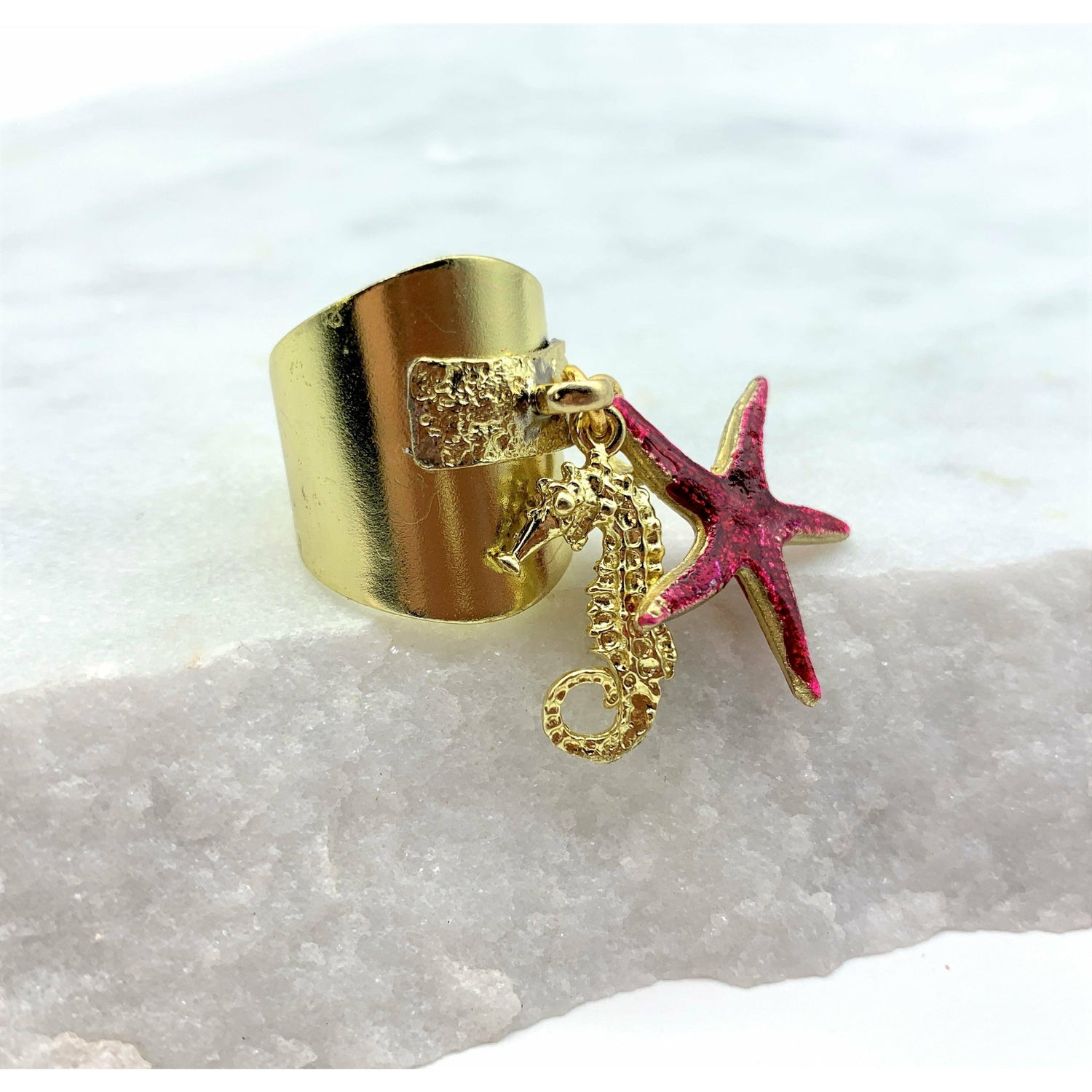 STARFISH & SEAHORSE – RED - RING Ring Sue&