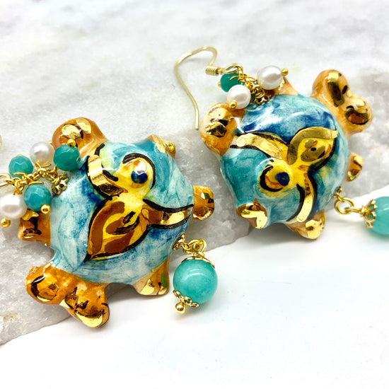 CERAMIC FISH –  BLUE – EARRINGS