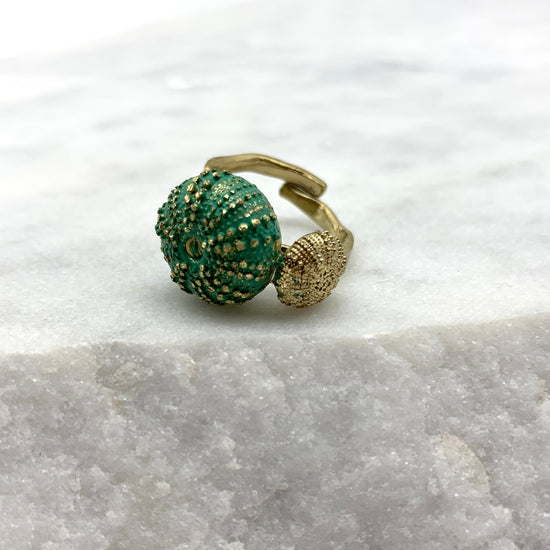 SEA URCHIN - GOLD & GREEN - RING