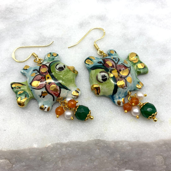 CERAMIC FISH – GREEN – EARRINGS