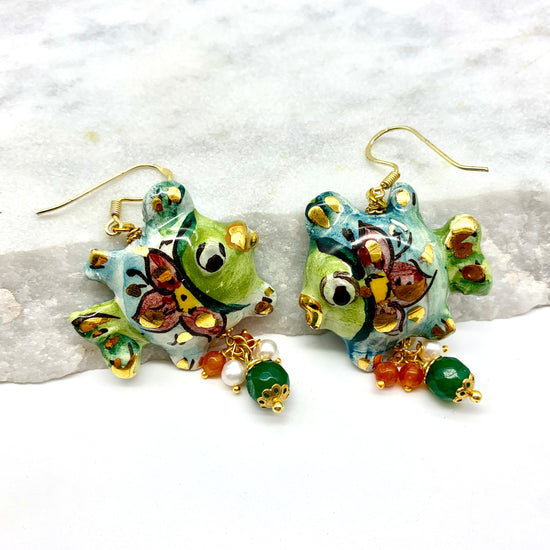 CERAMIC FISH – GREEN – EARRINGS