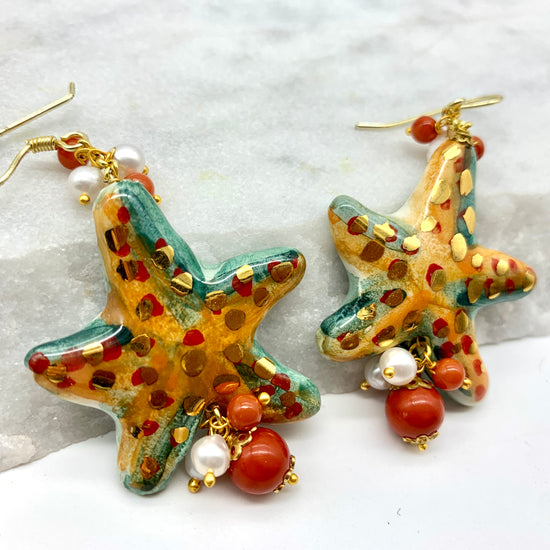 CERAMIC STARFISH - RAINBOW – EARRINGS