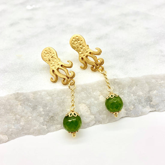 BABY OCTOPUS -GREEN AGATE – EARRINGS Earrings Sue&