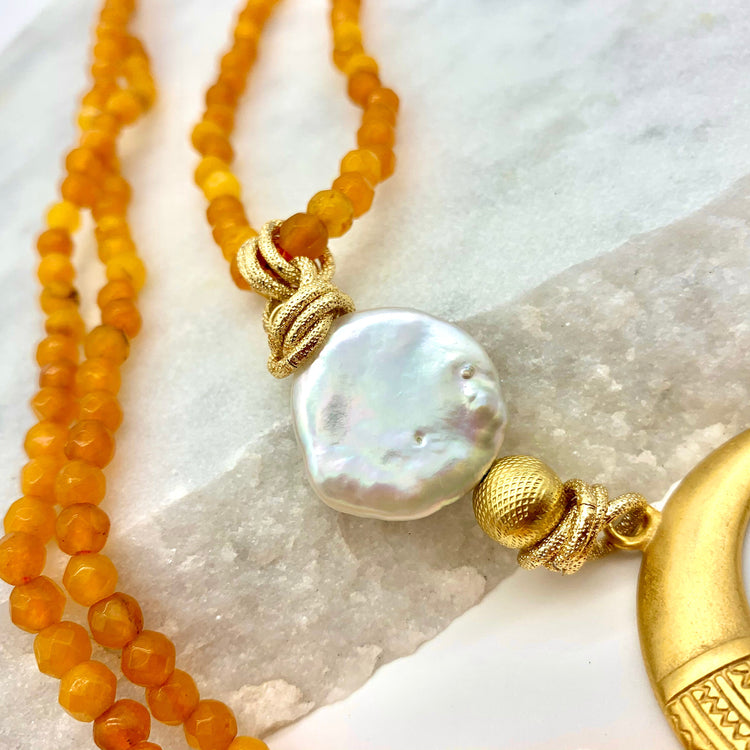 MOONLIGHT - YELLOW AGATE - NECKLACE Necklace Sue&