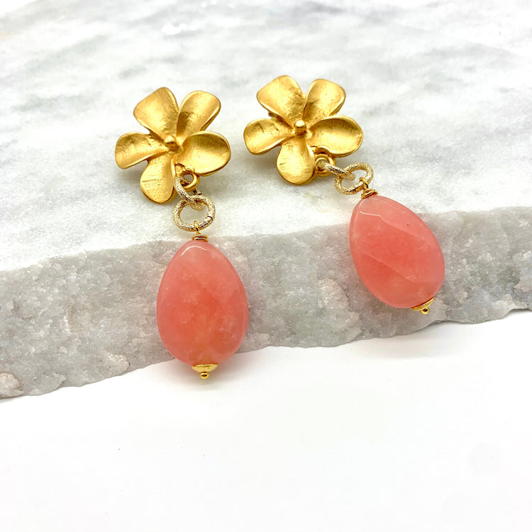 FLOWER POWER -CHERRY QUARTZ - EARRINGS Earrings Sue&