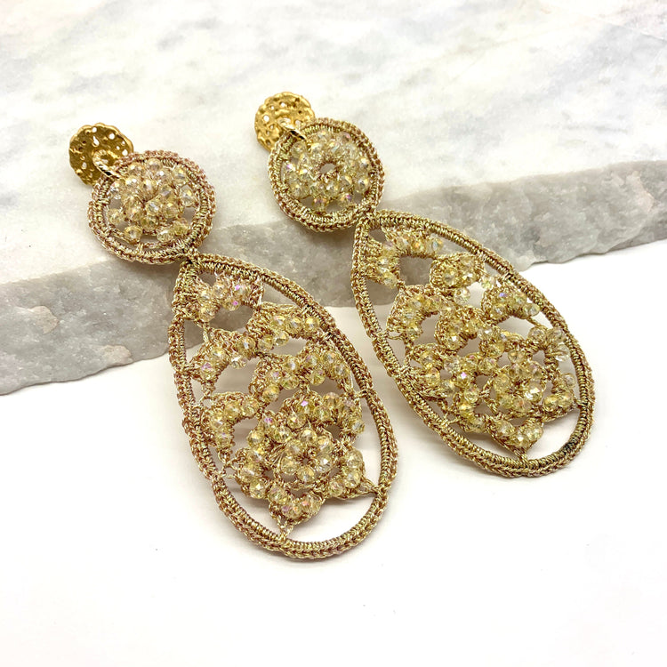 CROCHET DOUBLE DROP – GOLD – EARRINGS Earrings Sue&