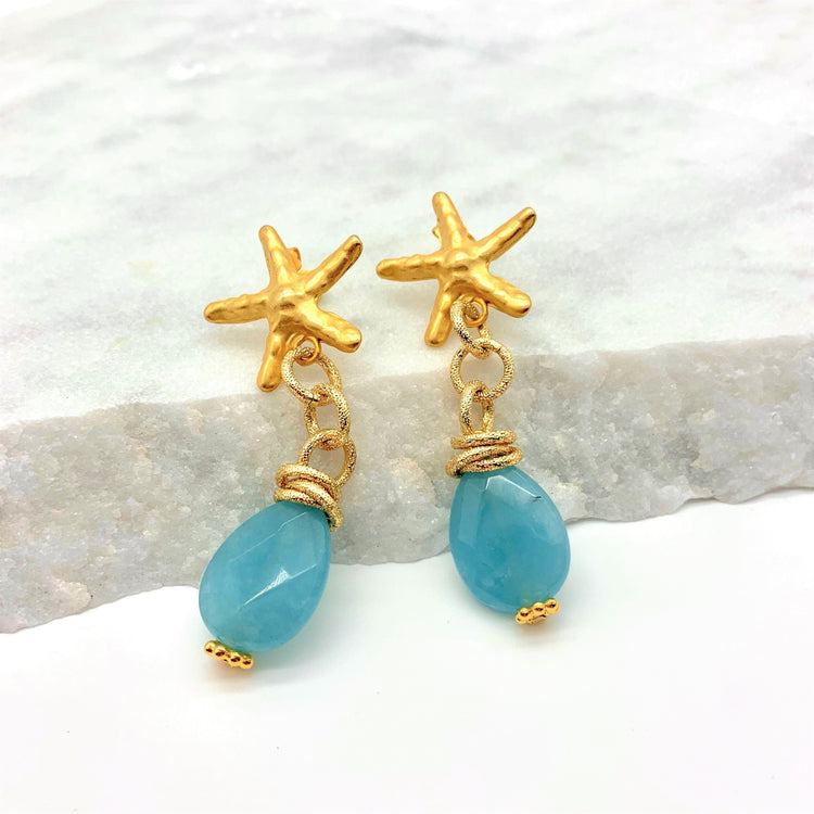 FANTASY STARFISH – BLUE CHALCEDONY – EARRINGS Earrings Sue&