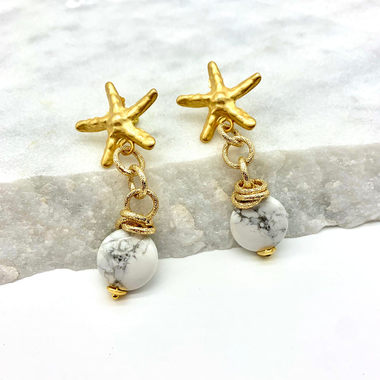 FANTASY STARFISH – WHITE TURQUOISE – EARRINGS Earrings Sue&