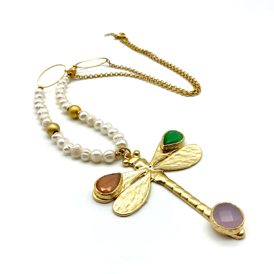 DRAGONFLY –  PEARL – NECKLACE